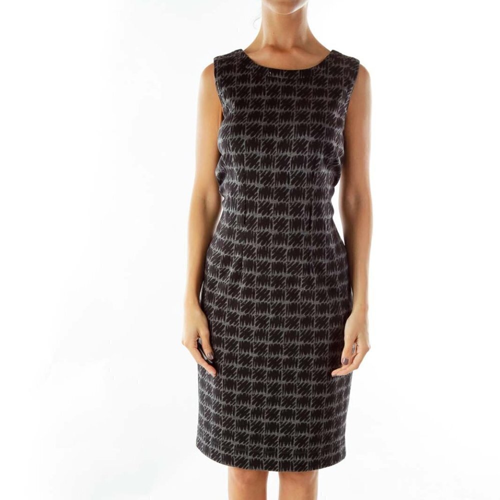 Calvin Klein Black Gray Print Sleeveless Dress - Picture 2 of 3